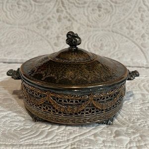 Apollo brass container with‎ divided glass bowl